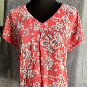 Coral Paisley Mixed Media Blouse